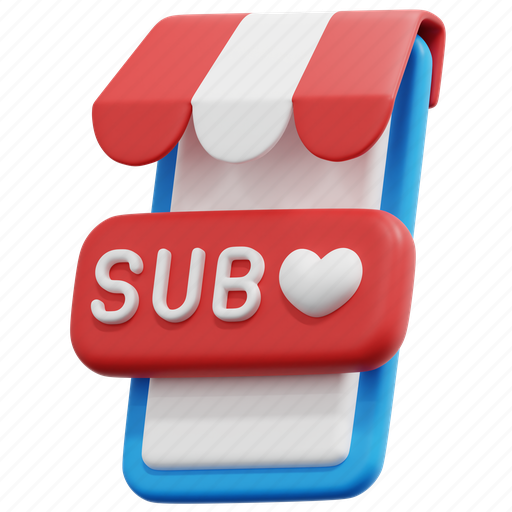 Subscribe, phone, online, shop, shopping, sale, store 3D illustration - Download on Iconfinder