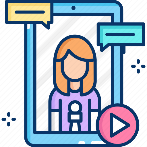 News reporter, news, online, play, video icon - Download on Iconfinder