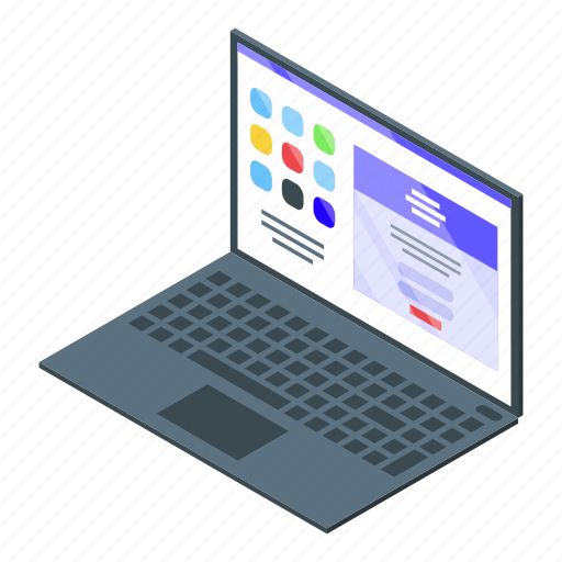 Laptop, operating, system, isometric icon - Download on Iconfinder