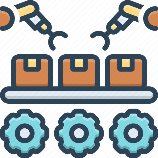 Production, output, manufacture, produce, industrial, mechanical, manufacturing icon - Download on Iconfinder