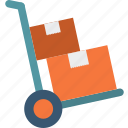 boxes, cart, commerce, logistics, packages, transport, trolley
