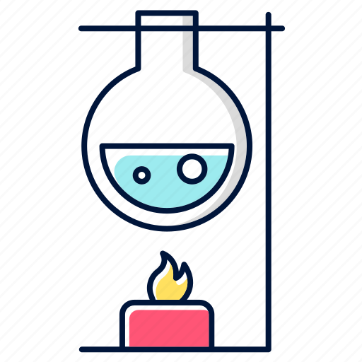 Chemical, experiment, flask, heating, laboratory, reaction, research icon - Download on Iconfinder