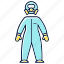 biohazard, blue, laboratory, protection, protective, safety, suit 