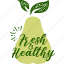 organic, nature, food, signs, natural, sticker, pear, fruit 