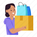 delivery box, package, package received, product, girl, black friday, online shopping, e-commerce, cyber monday