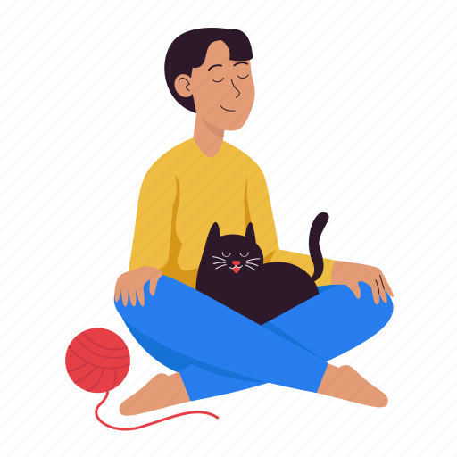 Yoga, boy, meditation, play, wellness, cat, cat lover icon - Download on Iconfinder
