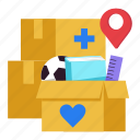box, goods, package, toys, location, charity, volunteering, donation, care