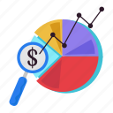 analysis, pie chart, analytics, increase, magnifier, finance, money, investment, banking