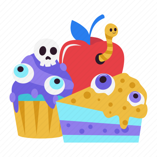 Food, cake, dessert, bakery, apple fruit, halloween, costume party sticker - Download on Iconfinder