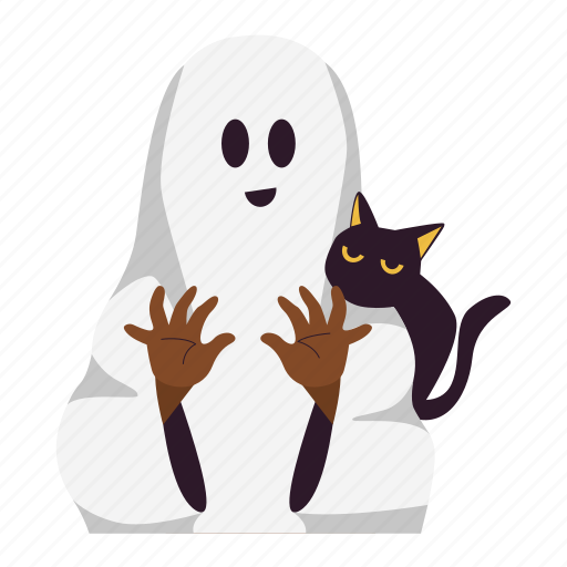 Ghost, costume, creepy, cat, terror, halloween, costume party sticker - Download on Iconfinder