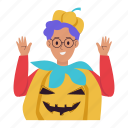 pumpkin, man, jack o lantern, costume, cute, halloween, costume party, celebration, horror