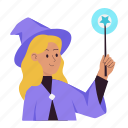 witch, girl, magic, wizard, magic wand, magician, halloween, costume party, celebration