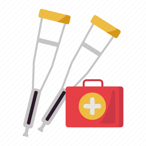 Walking aid, first aid kit, crutches, disability, injury, medical, hospital icon - Download on Iconfinder