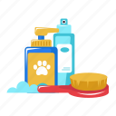 grooming, soap, brush, pet grooming, bath, pet, dog, pet shop, cute sticker