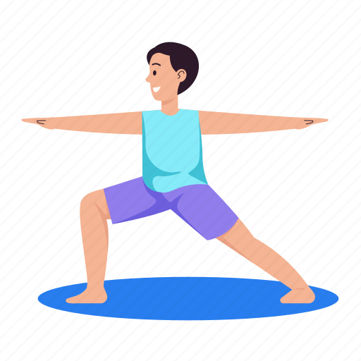 Warrior ii pose, virabhadrasana, stretching, man, boy, yoga, yoga pose icon - Download on Iconfinder