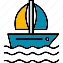 boat, beach, sail, sailing, sports, water, yacht, icon, outdoor, activities