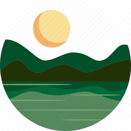 Badge, lake, landscape, mountain, night, outdoor, scenery icon - Download on Iconfinder