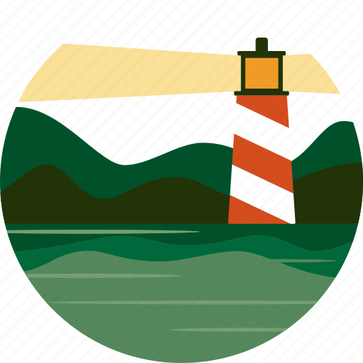 Badge, landscape, lighthouse, night, outdoor, scenery, sea icon - Download on Iconfinder