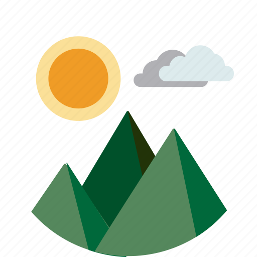 Badge, mountain, nature, outdoor, scenery, summer, sunny icon - Download on Iconfinder