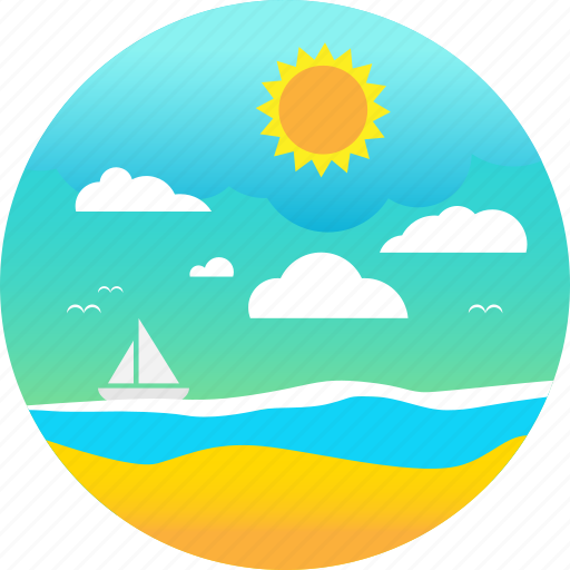 Beach, ocean, sail, sand, summer, sun, waves icon - Download on Iconfinder