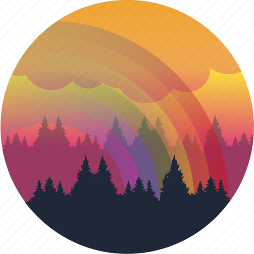 Adventure, explore, forest, hike, outdoors, rainbow, sunset icon - Download on Iconfinder