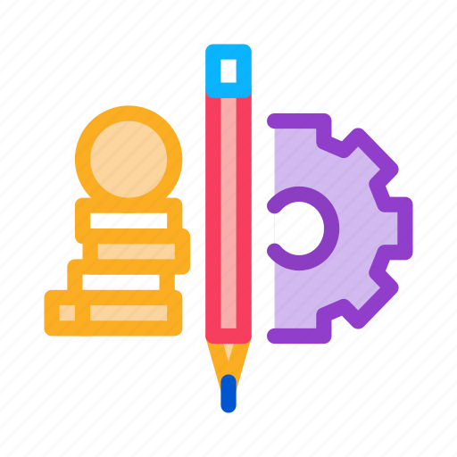 Coin, gear, heap, management, mechanical, outsource, pen icon - Download on Iconfinder