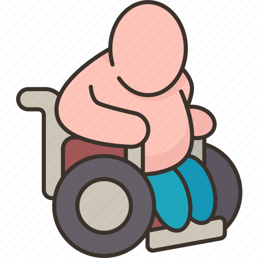 Wheelchair, overweight, obese, disabled, suffers icon - Download on Iconfinder