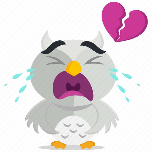 Broken, emoji, emoticon, heart, owl, smiley, sticker icon - Download on Iconfinder