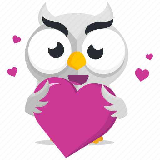 Emoji, emoticon, love, owl, romance, smiley, sticker icon - Download on Iconfinder