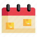 calendar, delivery, packaging, box, shipping, transport, packaging icon