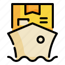 boat, delivery, box, sea, shipping, transport, packaging icon
