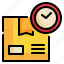 time, clock, delivery, box, transport, shipping, packaging icon 