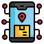 track, delivery, box, gps, online, location, direction, packaging icon 