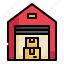 warehouse, box, parcel, delivery, transport, shipping, packaging icon 