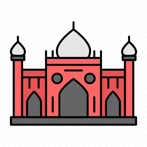 Badshahi mosque, lahore landmark, famous mosque, mughal architecture, historical mosque, historic place icon - Download on Iconfinder