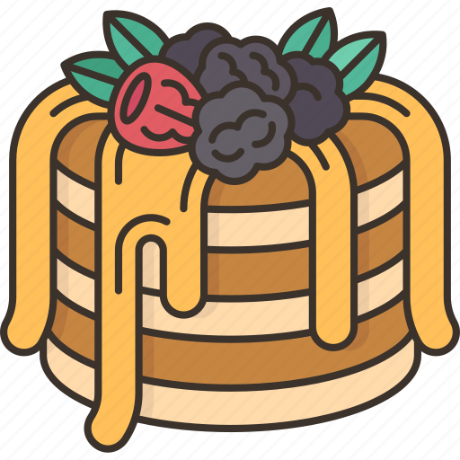 Pancakes, fruits, berries, syrup, breakfast icon - Download on Iconfinder