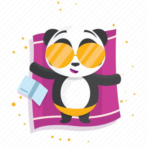 Beach, emoji, emoticon, panda, relaxation, smiley, sticker icon - Download on Iconfinder