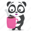 coffee, drink, emoji, emoticon, panda, smiley, sticker 