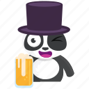 beer, drink, emoji, emoticon, panda, smiley, sticker