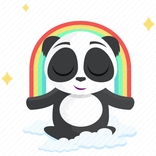 Emoji, emoticon, meditation, panda, rainbow, smiley, sticker icon - Download on Iconfinder