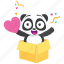 emoji, emoticon, love, panda, smiley, sticker, surprise 