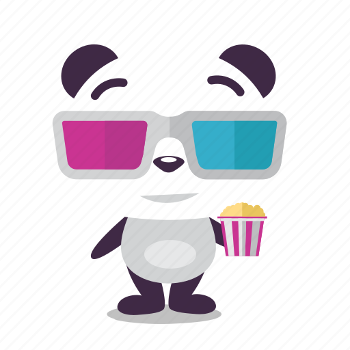 Entertainment, glasses, movie, panda, popcorn icon - Download on Iconfinder