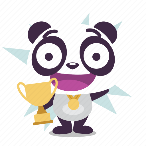 Champion, championship, cup, gold, hero, medal, panda icon - Download on Iconfinder