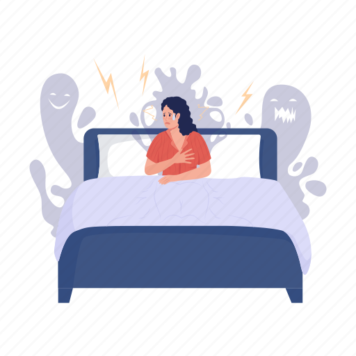 Nocturnal panic, nightmare fear, panic attack, anxiety icon - Download on Iconfinder