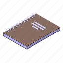 notebook, paper, isometric
