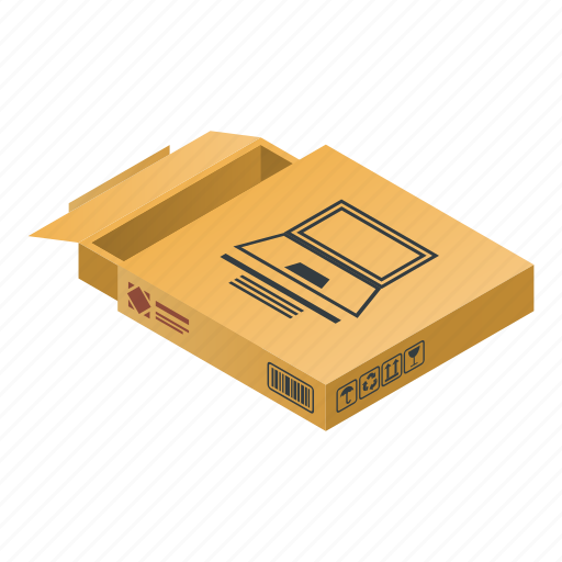 Box, business, cartoon, delivery, fast, isometric, laptop icon - Download on Iconfinder