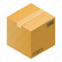 box, cardboard, carton, cartoon, fragile, isometric, package