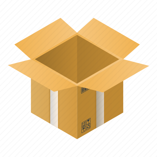 Box, brown, cardboard, carton, cartoon, isometric, open icon - Download on Iconfinder