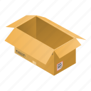 box, cardboard, carton, cartoon, isometric, package, parcel