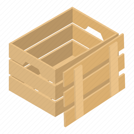 Box, crate, empty, isometric, open, wood, wooden icon - Download on Iconfinder